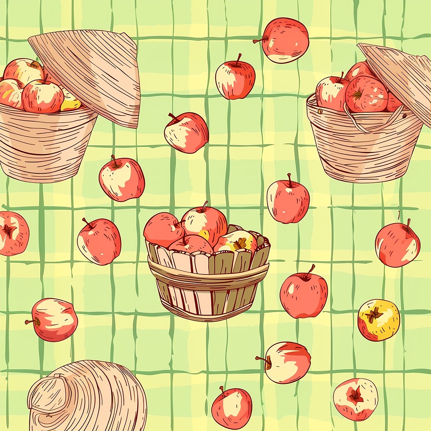 Asian Apples – seamless pattern