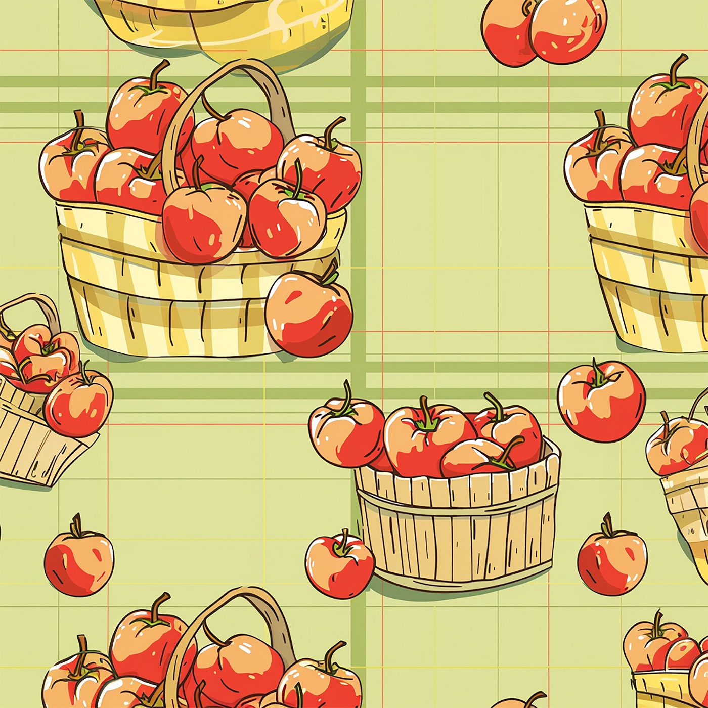 Cartoon Apples – seamless pattern