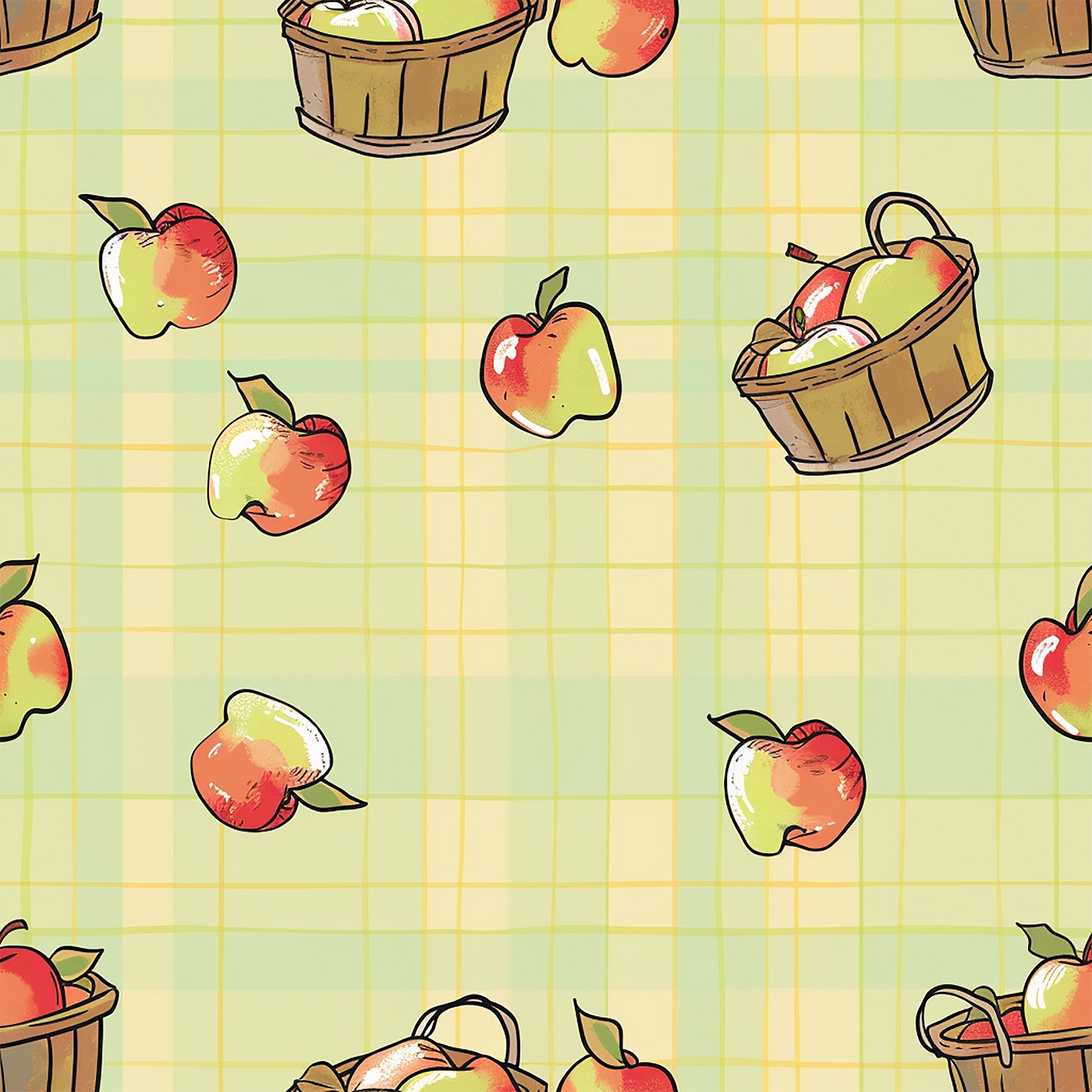 Dancing Apples – seamless pattern