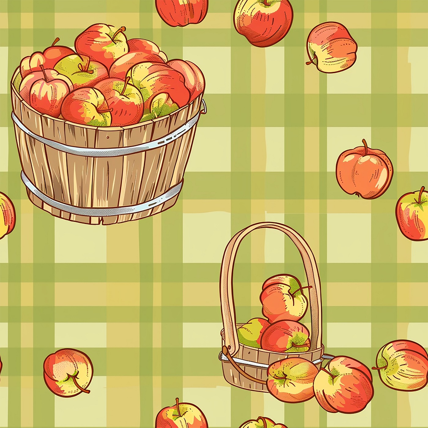 Flying Apples – seamless pattern